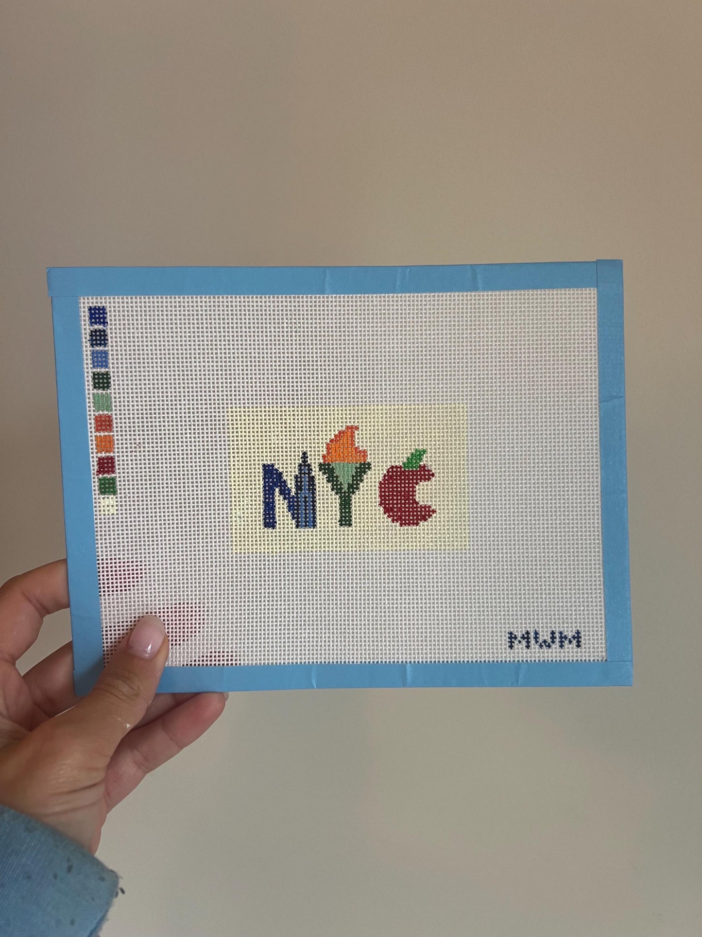 NYC Needlepoint Digital Chart Bundle | 13 Mesh Download | I Heart NY Apple + NYC Luggage Tag | Beginner Big Apple Travel Needlepoint Pattern