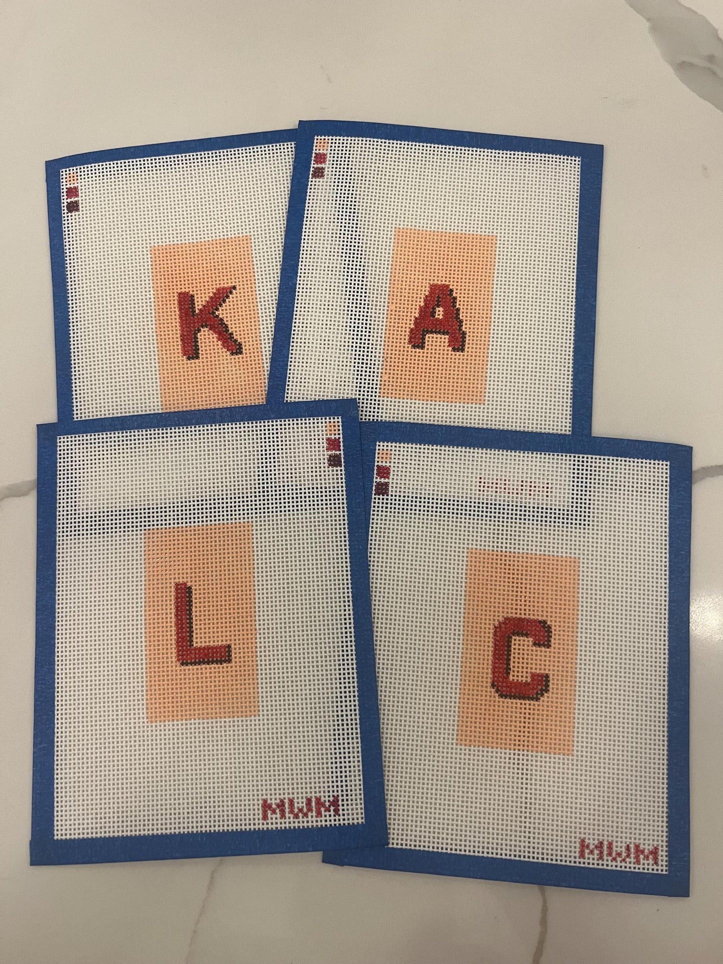 Monogram Luggage Tag Needlepoint Digital Chart: Complete Alphabet, Arial Font With Shadow