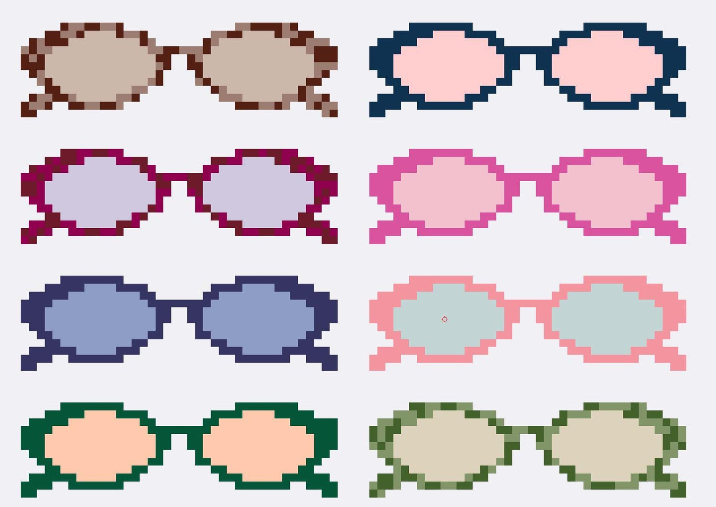 Retro Sunglasses 13 Mesh Needlepoint Chart: Colorful Pop Art Design (PDF Download, 7x5")