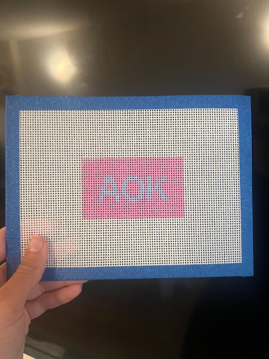 Monogram Needlepoint Luggage Tag Canvas: Beginner Travel Project (2x3.3 inches)