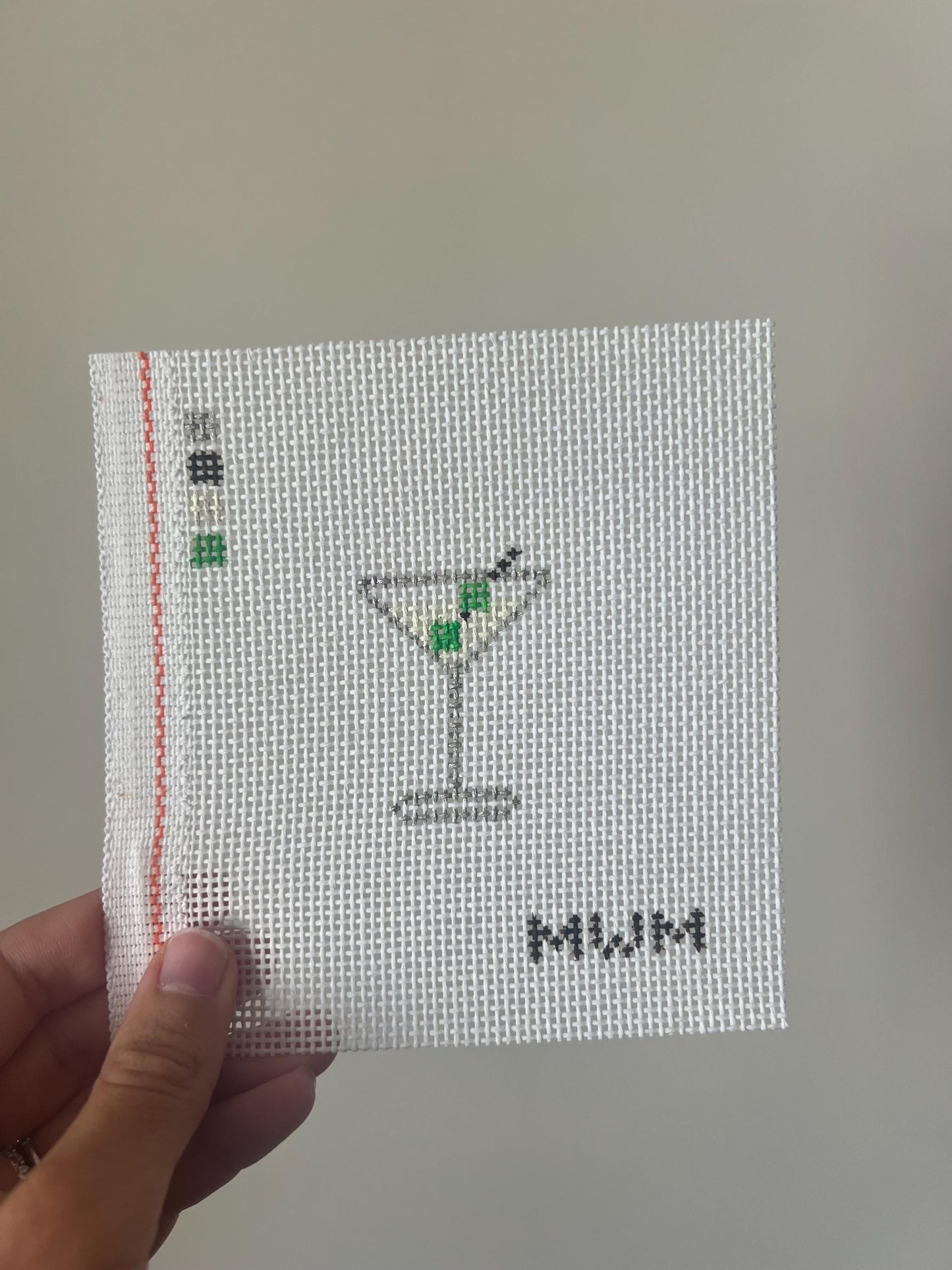 Mini Dirty Martini Needlepoint Pattern: Beginner Cocktail Design (Digital Download)
