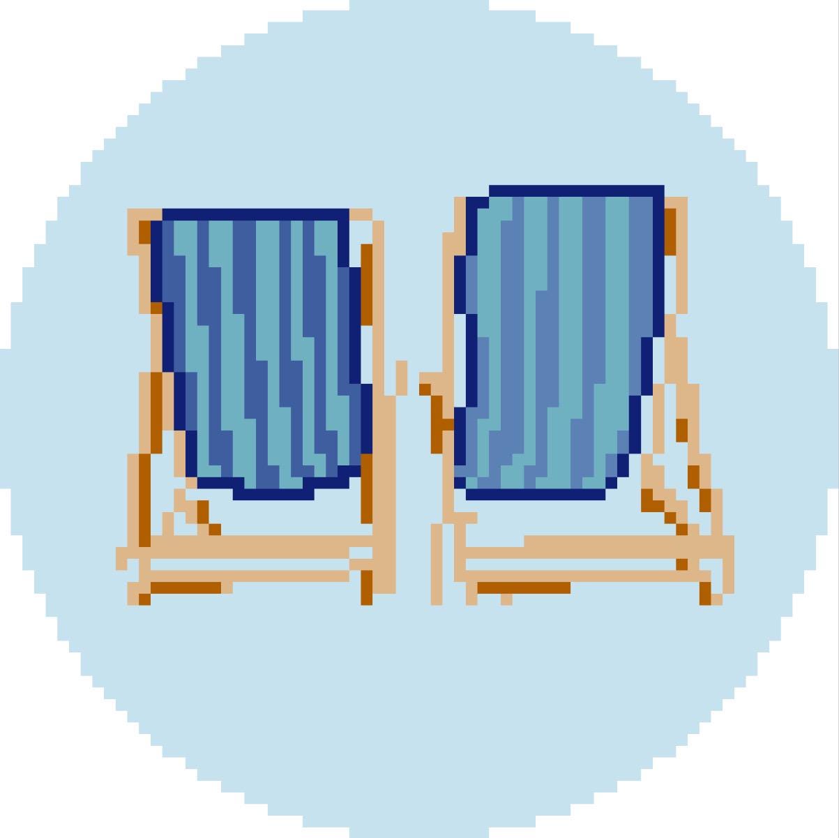 Beach Chairs Needlepoint Chart – Coastal Blue, Summer Stitch (Digital Download)