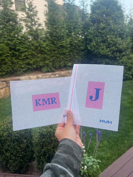 Monogram Needlepoint Luggage Tag Canvas: Beginner Travel Project (2x3.3 inches)