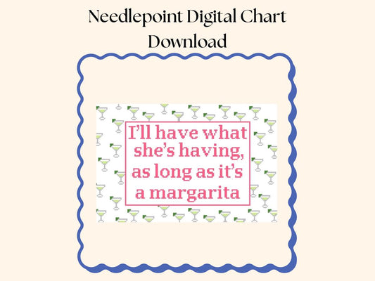 I’ll Have What She’s Having (Margarita) Digital Chart for Needlepoint or Cross stitch