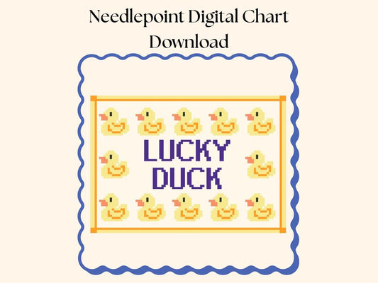 Lucky Duck Needlepoint Canvas Chart: DIY Rubber Duck Design (PDF Pattern)