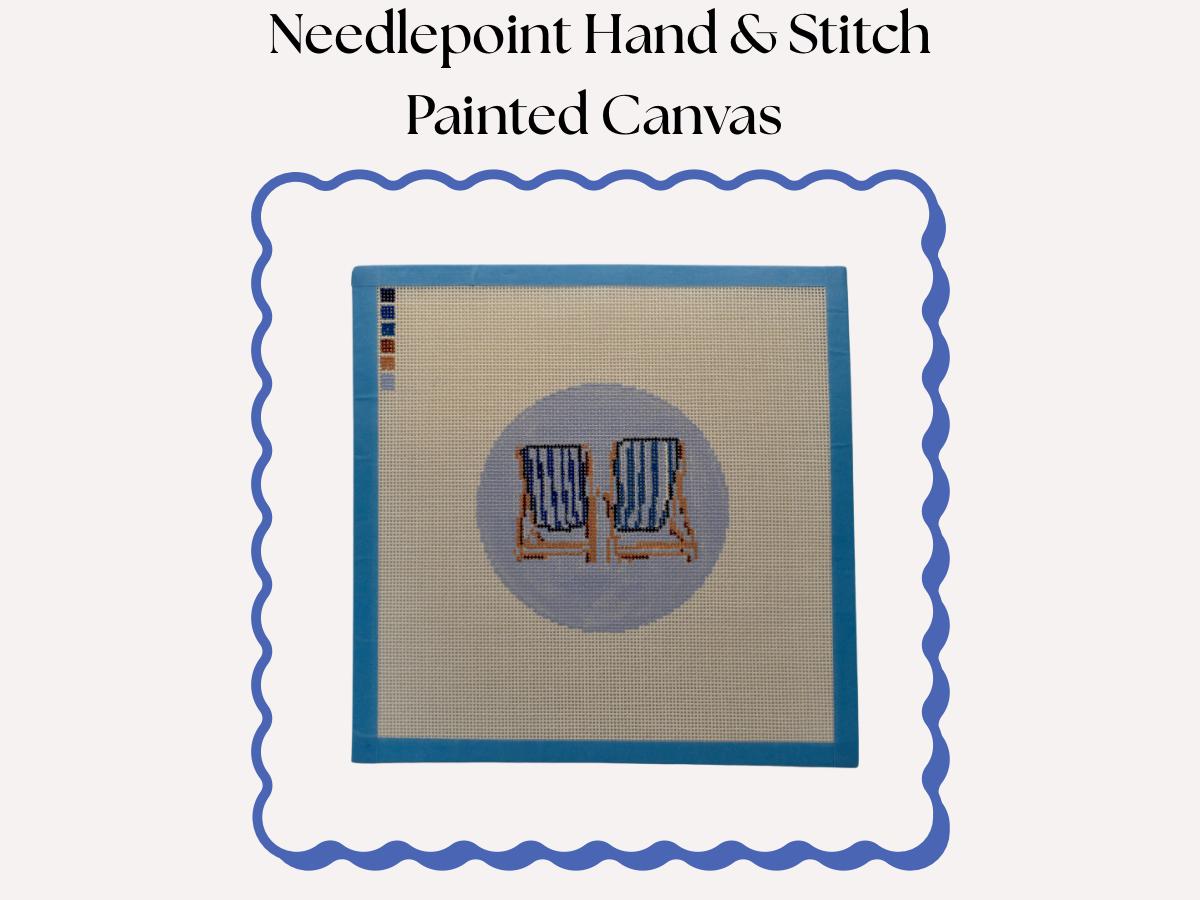 Coastal Needlepoint Canvas Set (4 4 inch rounds)