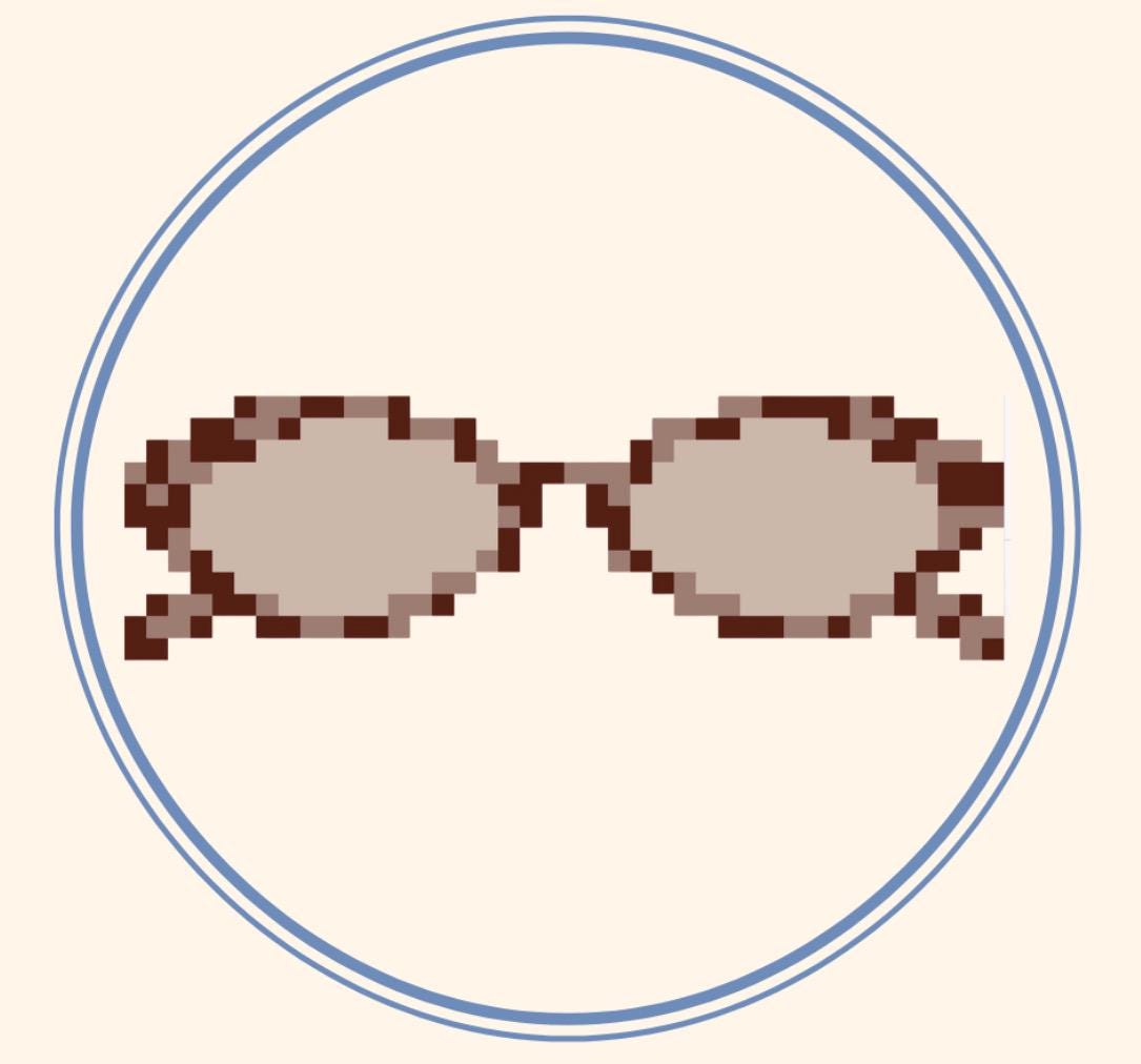 Mini Sunglasses Needlepoint Chart Digital Download – 13 Mesh Pattern with DMC Thread Color Guide, 3x1 Inch DIY Bag Charm or Patch