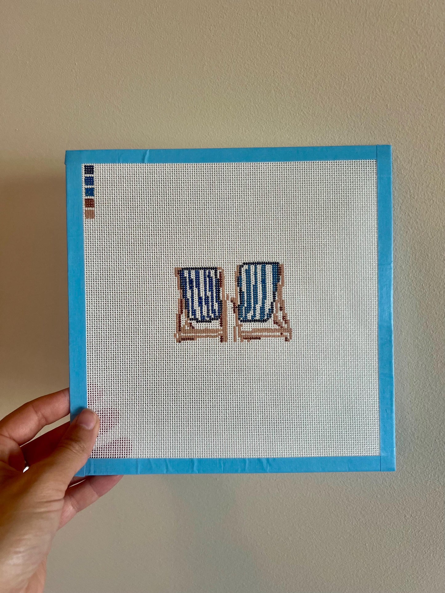 Beach Chairs Needlepoint Chart – Coastal Blue, Summer Stitch (Digital Download)