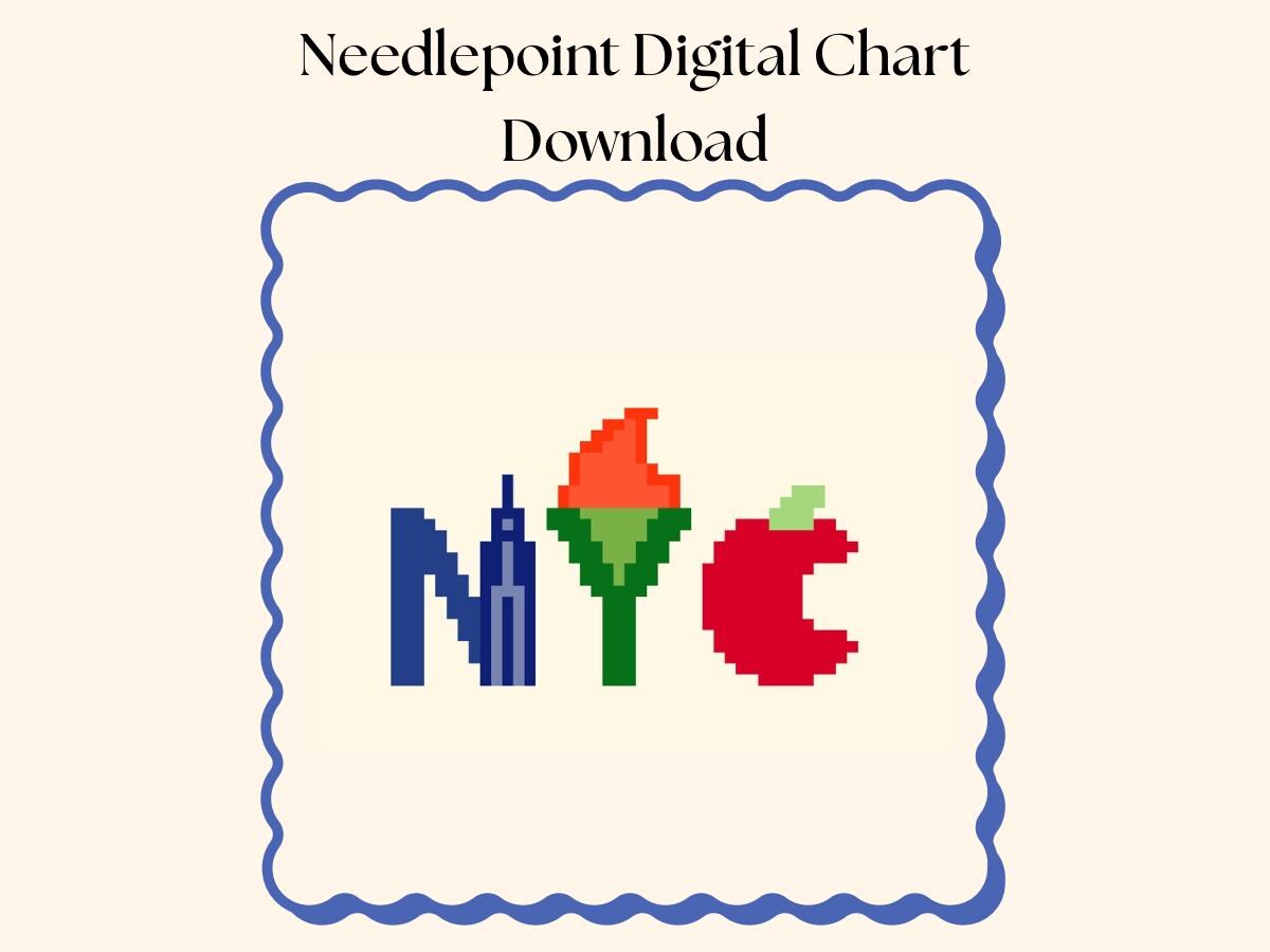 NYC Needlepoint Chart: Luggage Tag Digital Download