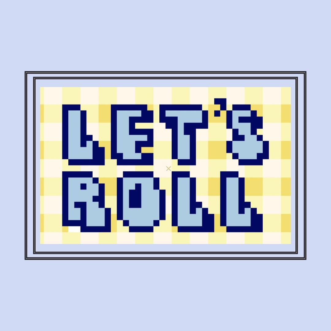 Retro Luggage Tag 13 Mesh Needlepoint Chart: Let's Roll PDF Pattern (3.3x2)