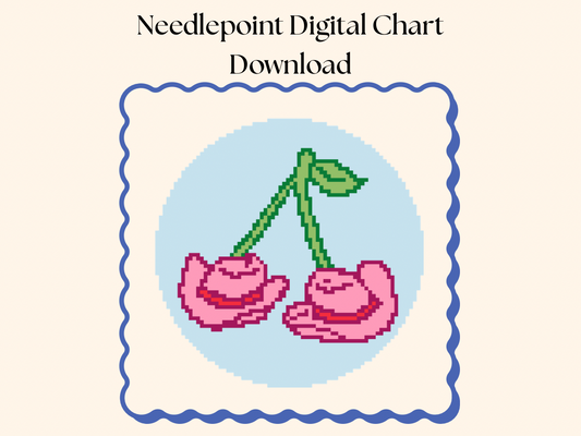 Pink Cowboy Hat Cherries Needlepoint Chart