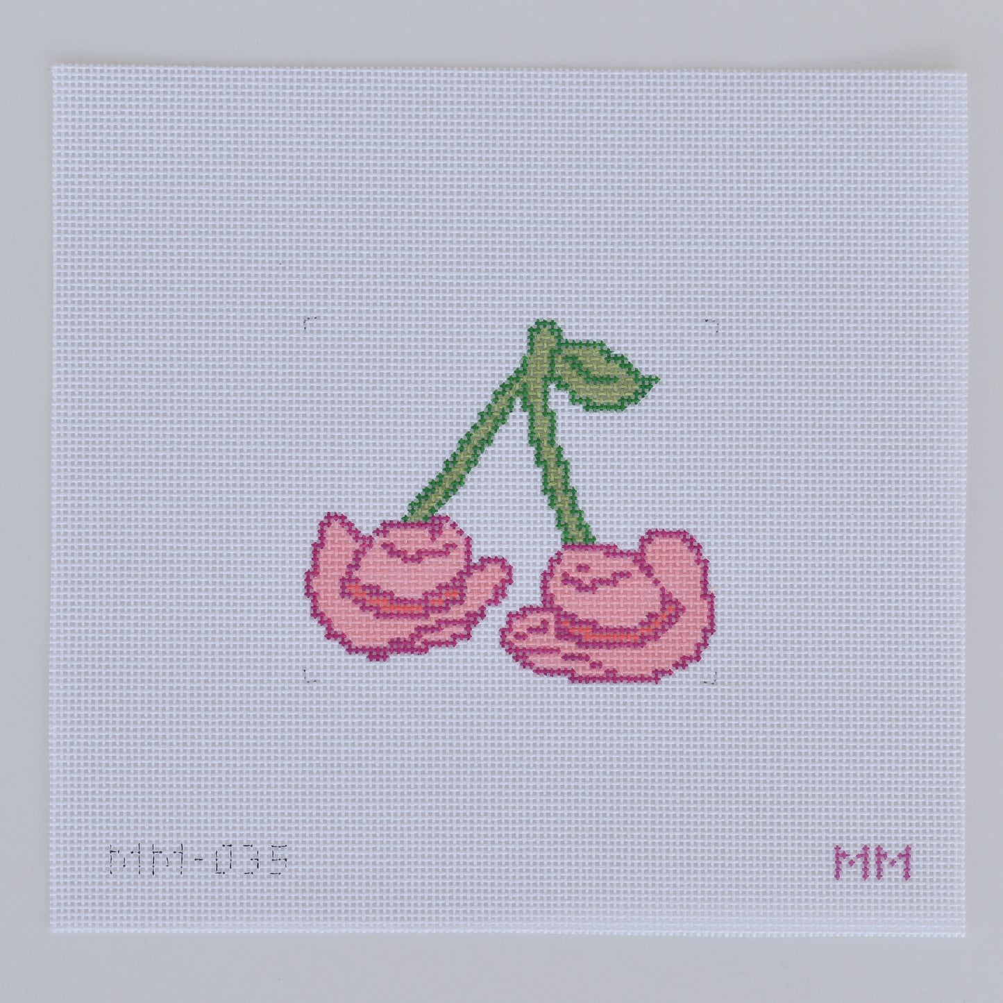 Pink Cowboy Hat Cherries Needlepoint Chart