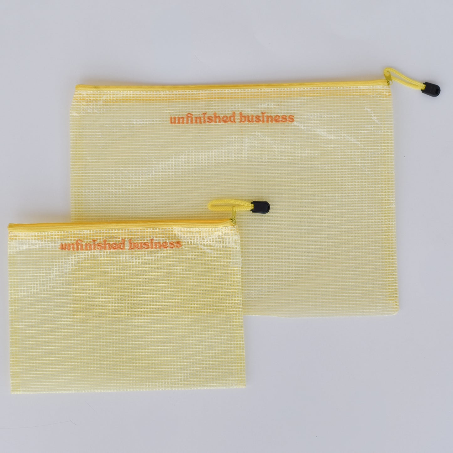 Unfinished Business Mesh Project Bag – Needlepoint Zipper Pouch
