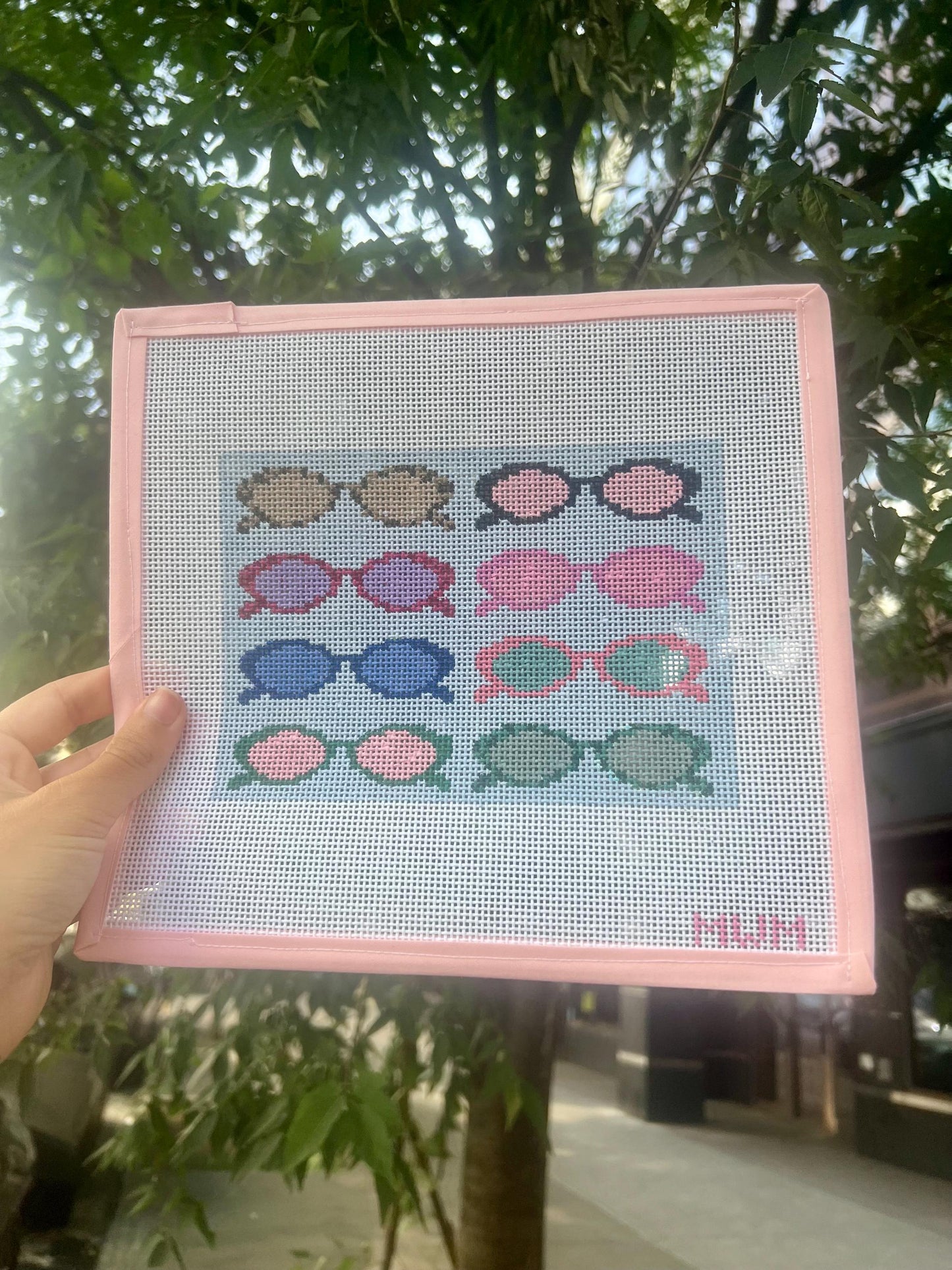 Retro Sunglasses 13 Mesh Needlepoint Chart: Colorful Pop Art Design (PDF Download, 7x5")