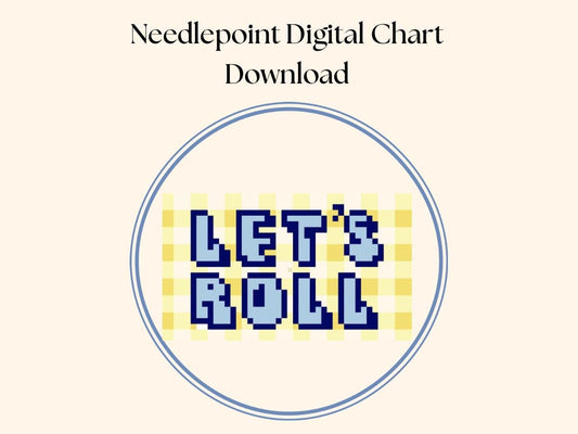 Let's Roll Needlepoint Chart: Luggage Tag Cross Stitch (Digital Download)