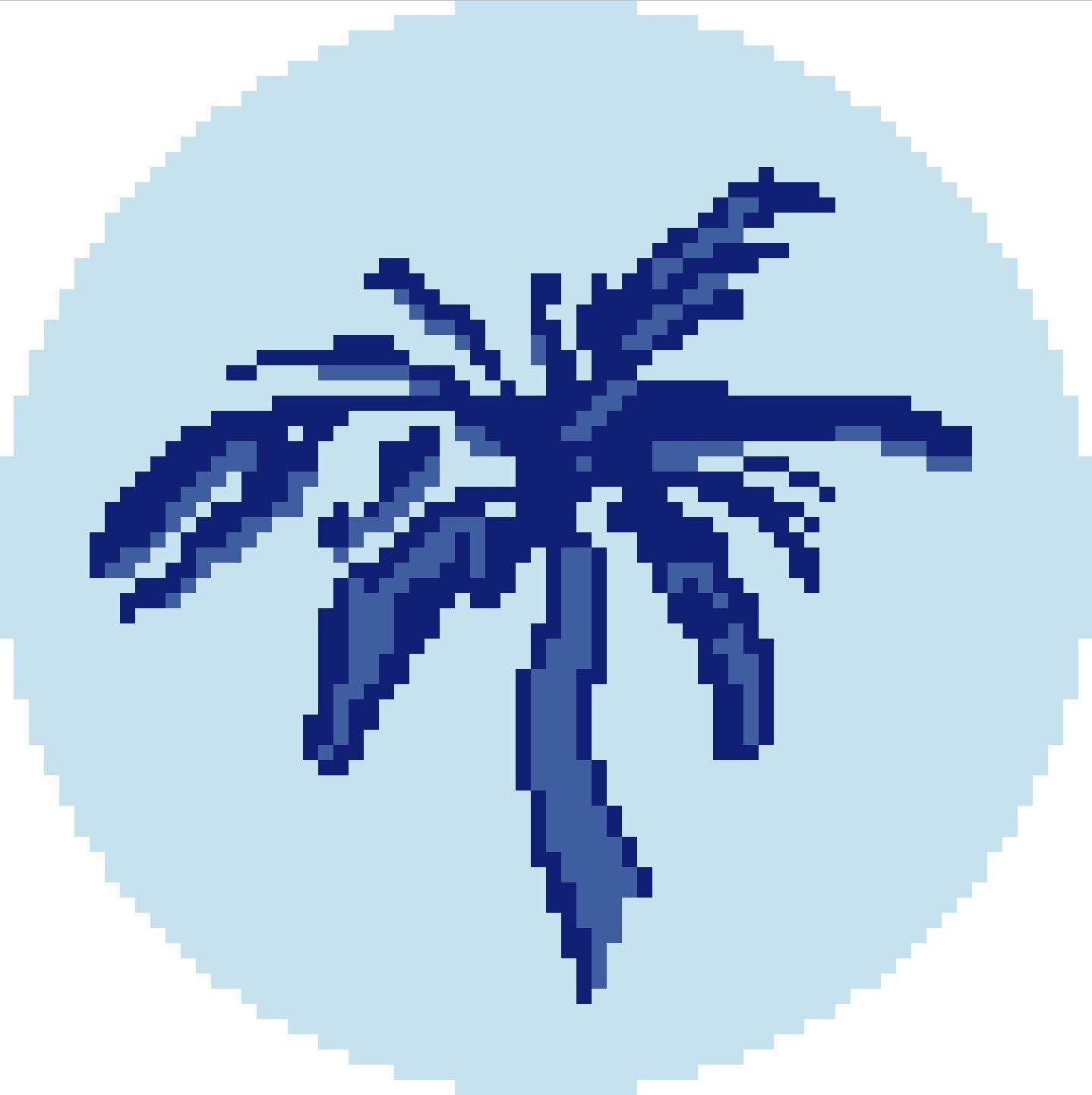 Blue Skies & Backsides - Digital Download – Palm Tree Needlepoint Chart (4" Round, 18 Mesh, DMC)