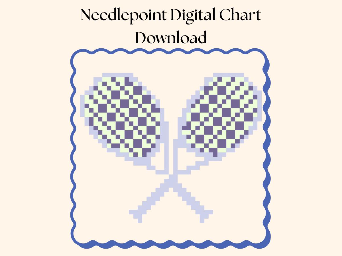 Mini Tennis Rackets Needlepoint Chart: Pastel Design (Digital Download)