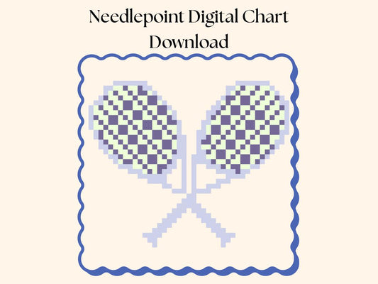 Mini Tennis Rackets Needlepoint Chart: Pastel Design (Digital Download)