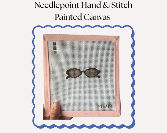 Mini Sunglasses Needlepoint Canvas - Hand Painted 13 Mesh, 3x1 Inch