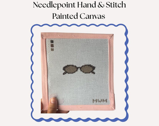 Mini Sunglasses Needlepoint Canvas - Hand Painted 13 Mesh, 3x1 Inch