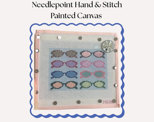 Retro Sunglasses Needlepoint Canvas: Hand-Painted 13 Mesh, 7x5 Design